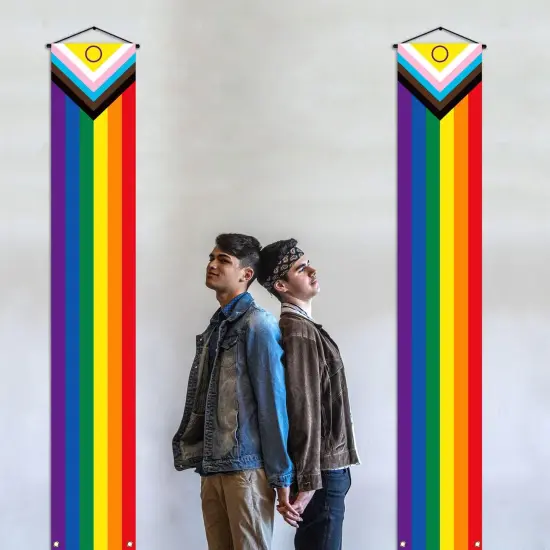 Intersex Progress Pride Porch Banner June Pride Month LGBTQ+ Rainbow Party Front Door Wall Indoor Outdoor Hanging Decoration {4}