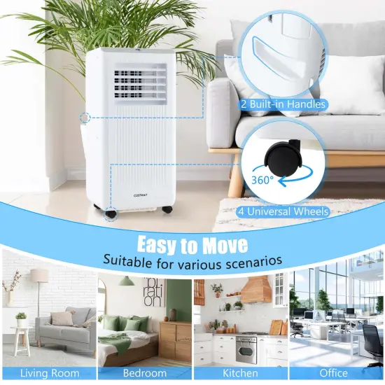 Costway 8000 BTU Portable Air Conditioner 3-in-1 Freestanding Air Cooler with Dehumidifier 5000 BTU(8000BTU ASHRAE) {5}