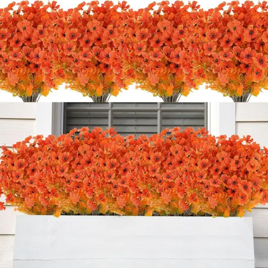 20 Bundles Fall Orange Artificial Flowers for Outdoor {1}