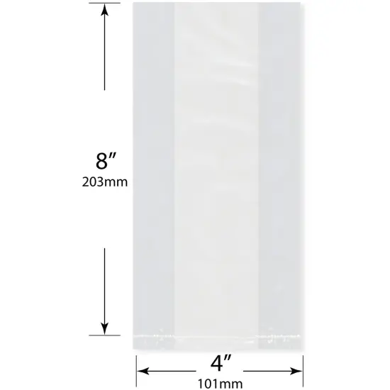 Plymor 4" x 2" x 8" (Pack of 100), 2 Mil Gusseted Plastic Bags {3}