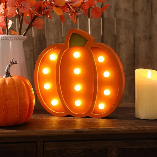 Pumpkins with Light Tabletop Decor {4}
