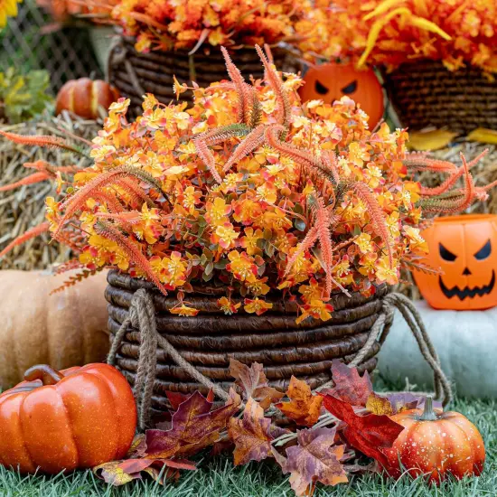 Artificial Fall Flowers (16, OrangeGreen) {5}