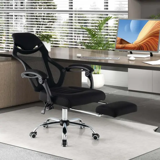 Costway Ergonomic Mesh Office Chair with Footrest Height-Adjustable & Tilting Backrest {4}