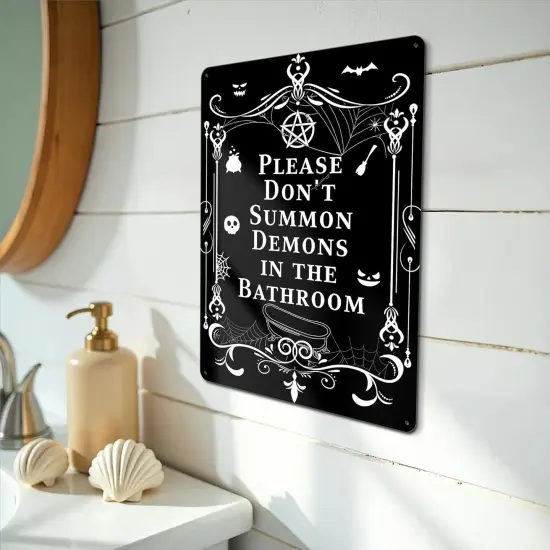 Funny Black Metal Sign for Bathroom Decorations {3}
