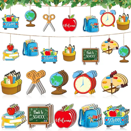 30 Pcs Back to School Wooden Ornaments {1}