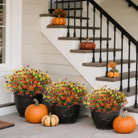 Artificial Mums Flowers Outdoors Autumn Decor {3}