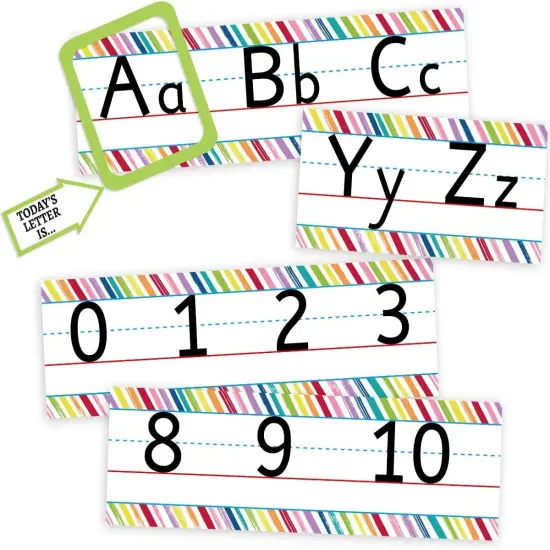 Alphabet Bulletin Board Set Colorful Scribble ABC Numbers Line 0-10 {2}