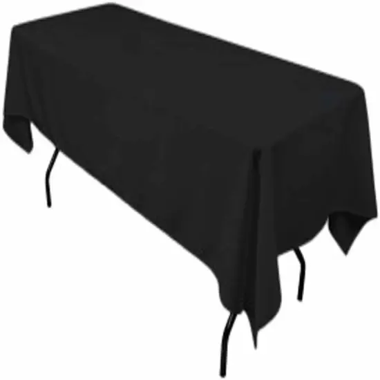 Black Rectangular Polyester Tablecloth 60&times;144 Inch for Weddings & Parties {1}