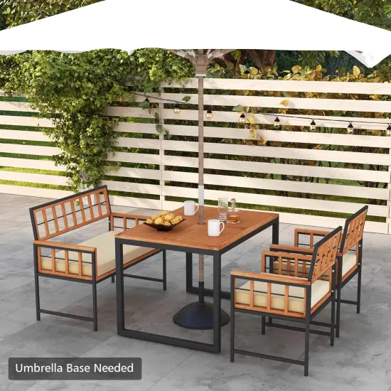 Costway 4 Piece Patio Dining Set Outdoor Wood Dining Furniture with 2 Chairs & 1 Lovesea {5}