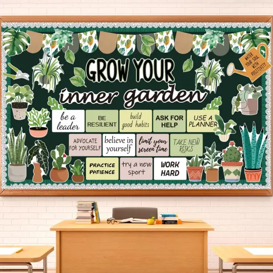 75Pcs Plant Motivational Bulletin Board Decorations Set {1}