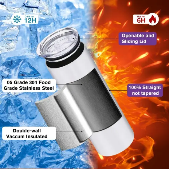 A-SUB 20oz Skinny Sublimation Tumblers - Blank Straight Stainless Steel {5}