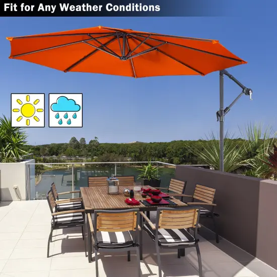 Costway 10 Ft Hanging Umbrella Patio Sun Shade Offset Outdoor Market Cross Base Orange {5}