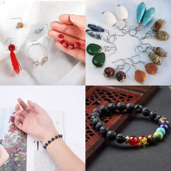 1 Box 240Pcs 12 Styles Flower Spacer Beads Caps Silver Bead Caps Mixed Tibetan Beads Jewelry Findings for DIY Earring Bracelet Necklace Keyring Making {3}