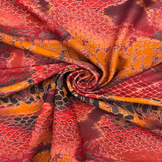 1 Yard Elegant Red Snake Print Spandex for Activewear Swimwear Dance and Costume Use 58"/60" Width {1}