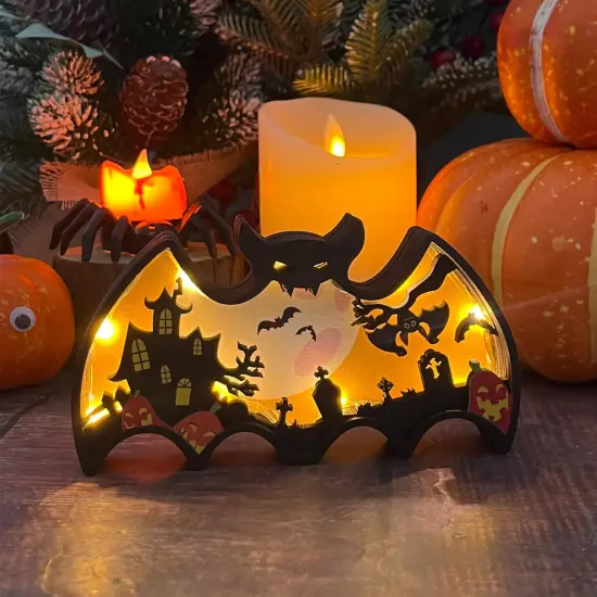 Halloween Wooden Lighted Table Decoration {1}