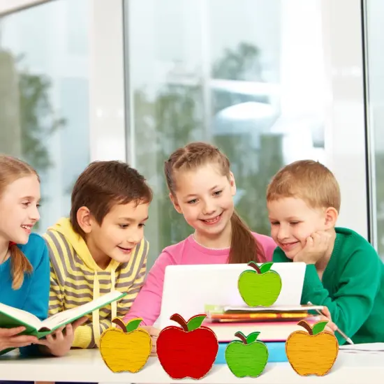 5PCS Back to School Decorations Wooden Apples Signs {4}