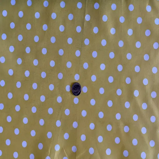 1 Yard Multi Color Small Polka Dot Poly Cotton Fabric for Crafts Bedding Sewing Masks 60" Width Yellow-White {1}