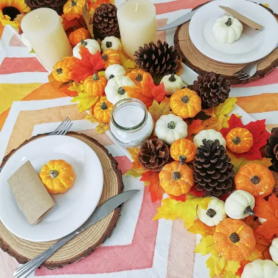 32 Pcs Assorted Mini Pumpkins Tabletop {4}