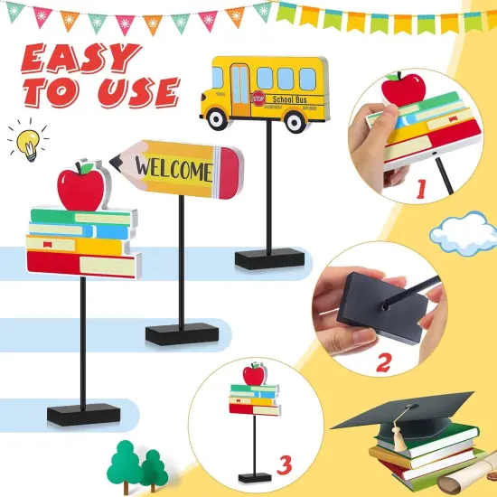 3 Pieces Back to School Wood Table Decor Pencil {3}