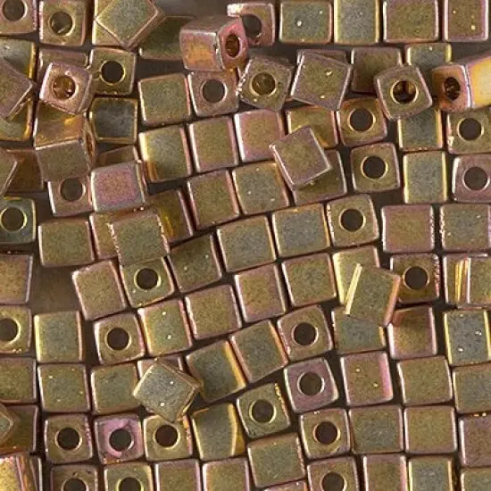 Miyuki 4mm Cube, #199, 24kt Gold Iris, 5 grams {1}