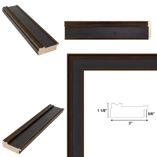 Wide Gold Black Flat Panel Picture Frame 24x24 frame {2}
