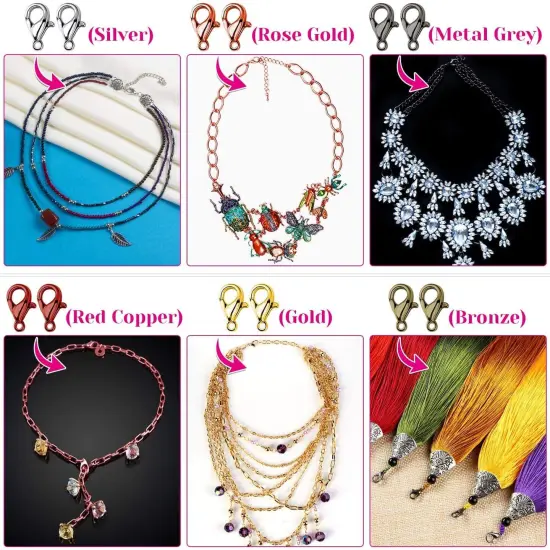 Jump Rings, 2340Pcs Open Jump Rings and Lobster Clasps Jewelry Making Supplies Kit for Necklace and Jewelry Repair {4}