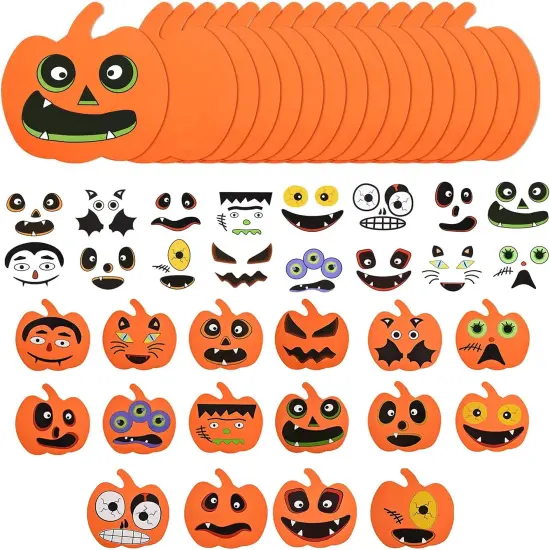 32 PCS Halloween Foam Pumpkin Craft Kit and Pumpkin Stickers {1}