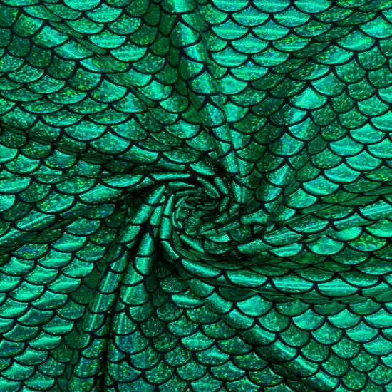 1 Yard Green Mermaid Print Spandex Fabric Four Way Stretch Activewear Swimwear Costume Leggings Material 58/60 Inch Width {1}