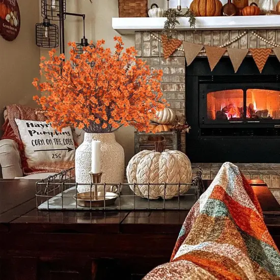 6Pcs Artificial Fall Flowers Babys Breath Flower Bulk {3}