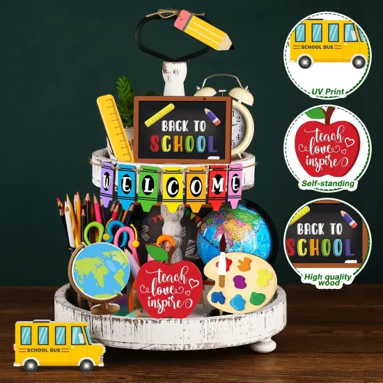 14 Pcs Back to School Tiered Tray Decorations {3}