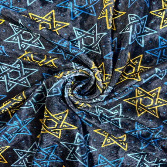 1 Yard Star of David Crushed Velvet 4‑way Stretch Fabric Dancewear Costumes Activewear {1}