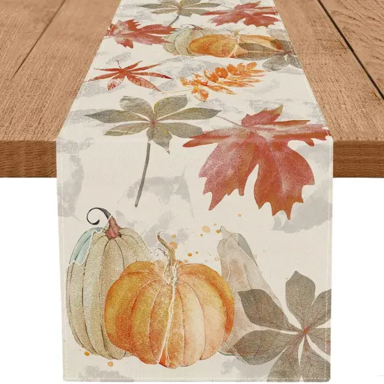 Fall Table Runner - Pumpkin Maple Leaf {1}
