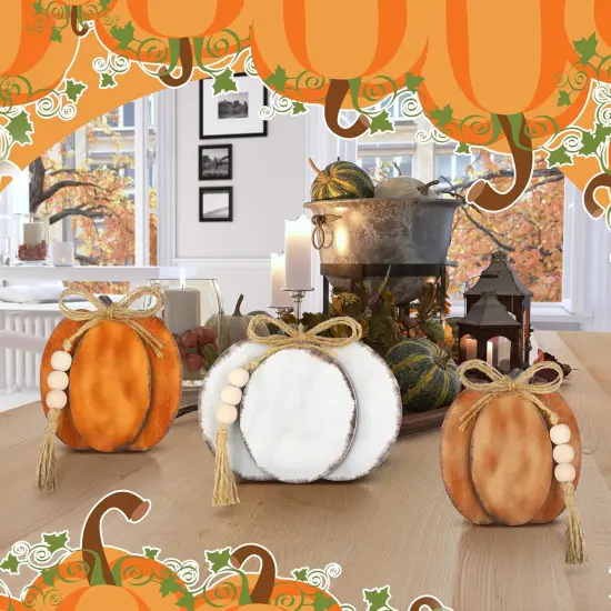 3 Pcs Fall Pumpkin Decor Fall Wooden Signs {5}