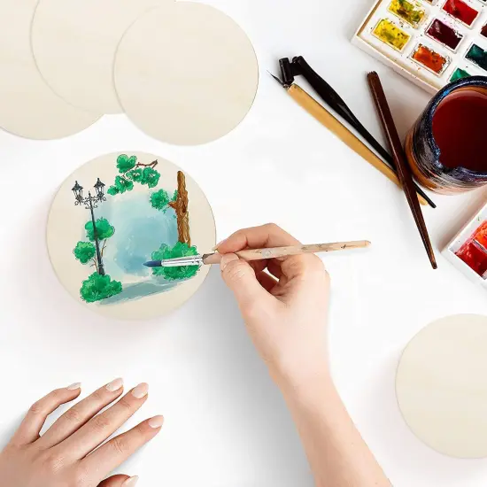 10Pcs 12 Inch Wood Circles for Crafts, Unfinished Wood Blank Wooden Door Hanger Sign {4}