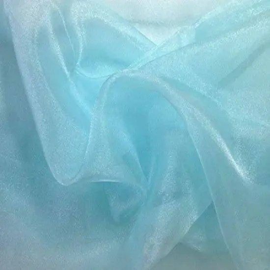 1 Yard Sparkle Crystal Sheer Organza, 60&Prime; Wide 100% Polyester Shiny Fabric Aqua {1}