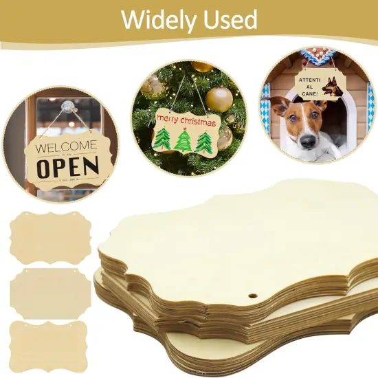 24 Pieces Unfinished Hanging Wood Sign Blank with Rope {5}