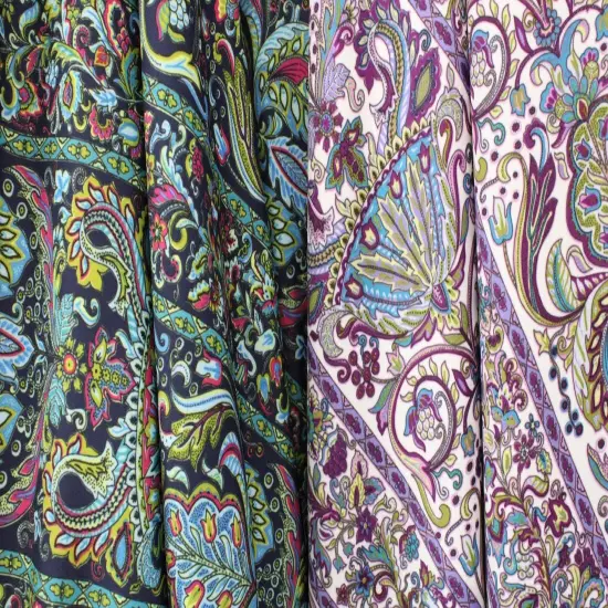 1 Yard Striped Bohemian Paisley Stretch Fabric for Performance Swimwear Dance Costumes and Activewear 58"/60" Width {2}