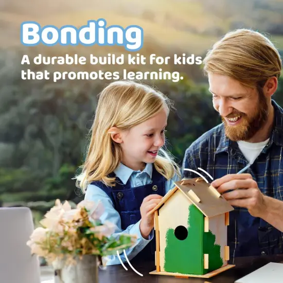 12 DIY Wooden Bird House Kits &ndash; Paintable Craft Set with Brushes, Stickers & Strings {3}