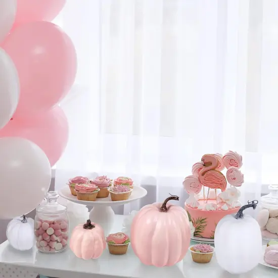 7 Pcs Pale Pink Pumpkins for Fall - Light Pink {3}