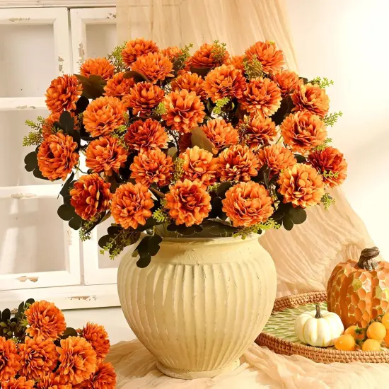 Fall Flowers Artificial 4 Pcs 36 Heads Fake Mums {2}