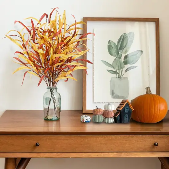 6Pcs Fall Leaves Stem Artificial {3}