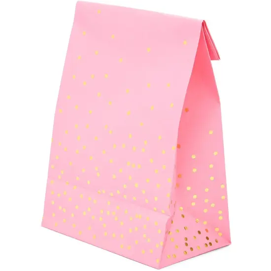 Pink Gift Bag, Party Favor Bags with Gold Stickers (5.15 x 8.6 in, 36 Pack) {5}