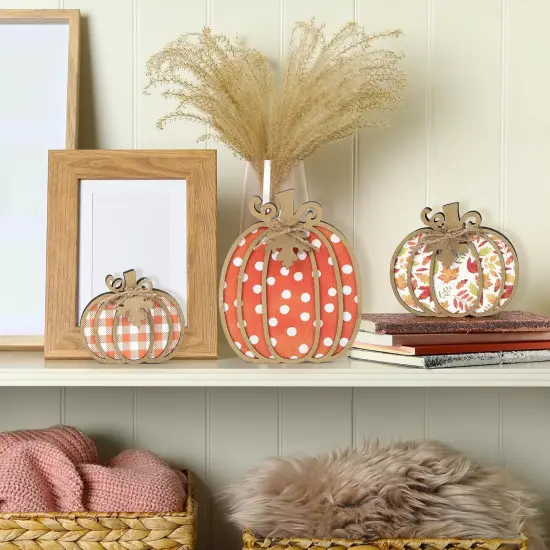 Fall Decor Wooden Plaid Pumpkin {2}