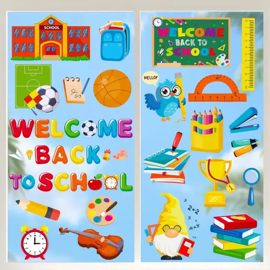 9 Sheets Welcome Back to School Window Clings {1}