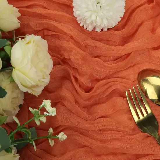 6 Pack Orange Cheesecloth Table Runner 10FT Boho Gauze Fabric Table Runner 35 x 120 Inch {2}