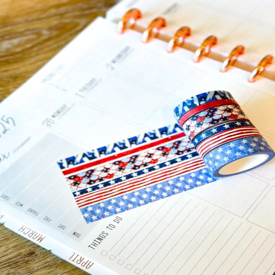 4th Of July Red White Blue Summer Washi Tape Set July 2025 - W135 {4}
