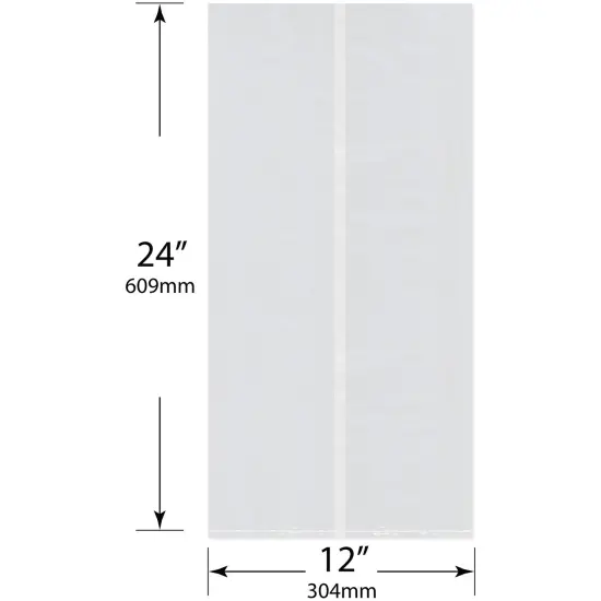 Plymor 12" x 12" x 24" (Pack of 100), 2 Mil Gusseted Plastic Bags {3}