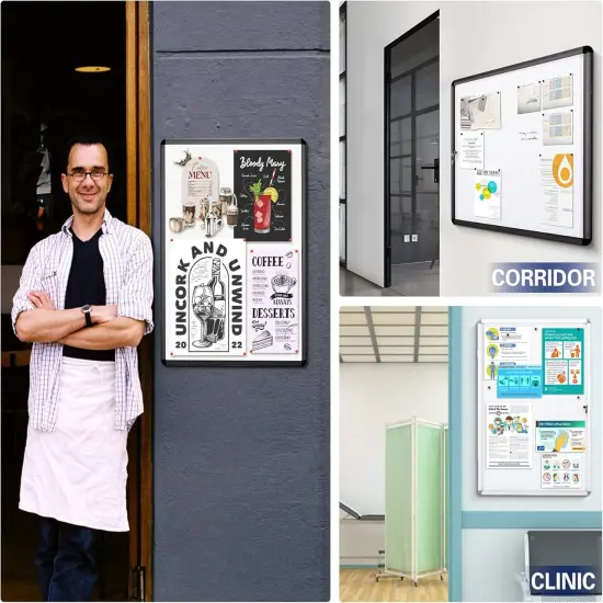 Lockable Bulletin Boards Black Frame {3}