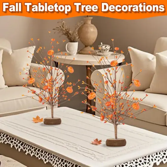 2 Pack Artificial Tabletop Fall Tree for Decor {5}
