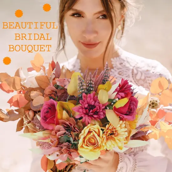 2 Pcs Artificial Fall Flower Bouquets {3}